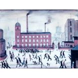 LAURENCE STEPHEN LOWRY (1887-1976), "Mill Scene", lithograph in colours, signed in pencil, 12" x