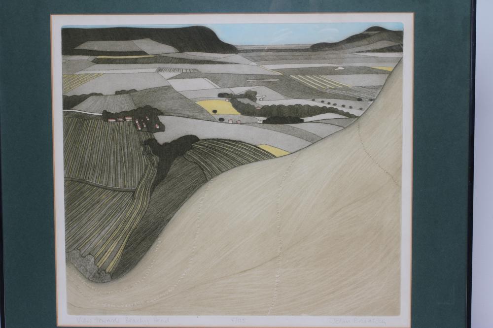 JOHN BRUNSDEN (1933-2004), "View Towards Beachy Head", coloured etching, signed and inscribed in - Image 2 of 6