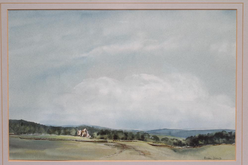 BRIAN IRVING (1931-2013), View of Barden Tower, North Yorkshire, watercolour and pen, signed, 8 1/2" - Image 2 of 4