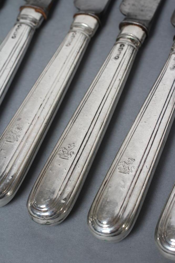 A SET OF TWELVE WILLIAM IV DESSERT KNIVES, maker's mark SP, London 1837, the reeded stamped and - Image 2 of 8