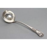 AN EARLY VICTORIAN SCOTTISH SOUP LADLE, maker J. McKay, Edinburgh 1838 (Wm. duty mark), in single