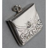 A SILVER NOVELTY STAMP CASE, maker Crisford & Norris, Birmingham 1912, the hinged envelope with