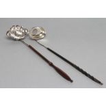 A LATE GEORGE III PUNCH LADLE, maker George Campar, London 1794, the lobed oval double lipped bowl