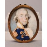 ENGLISH SCHOOL (Late 18th Century), A Naval Officer, head and shoulders, oval on ivory, unsigned,