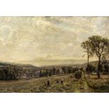 HERBERT F ROYLE (1870-1958), Haymaking Above Bolton Abbey, oil on canvas, signed, 29 1/4" x 41 1/4",