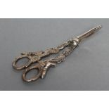 A PAIR OF GRAPE SCISSORS, maker Israel Freeman & Son Ltd., Sheffield, the handles cast as fruiting