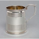 AN EARLY VICTORIAN MUG, maker John & Henry Lias, London 1840, of plain tapering cylindrical form