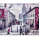 LAURENCE STEPHEN LOWRY (1887-1976), "The Fever Van", lithograph in colours, signed in pencil, 17 1/