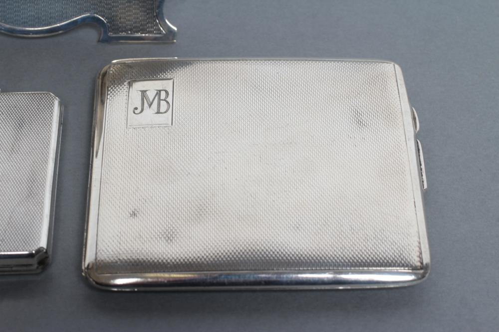 AN ART DECO SILVER CIGARETTE CASE, maker Harman Bros., Birmingham 1942, of plain square form with - Image 3 of 5