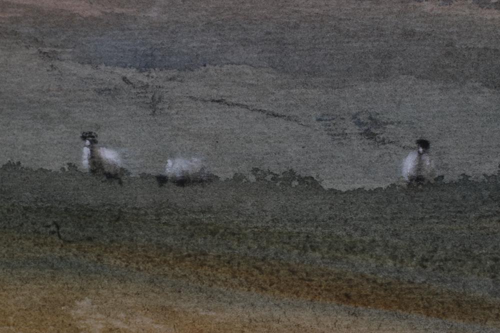 BRIAN IRVING (1931-2013), Sheep Grazing on the Moors, watercolour, pen and gouache, signed, 10 1/ - Image 4 of 6