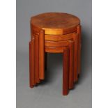 A SET OF FOUR DANISH TEAK OCCASIONAL TABLES, mid 20th century, by Mobelfabrikken Toften, of circular