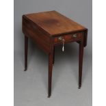 A GEORGIAN MAHOGANY PEMBROKE TABLE, third quarter 18th century, the rounded oblong top with