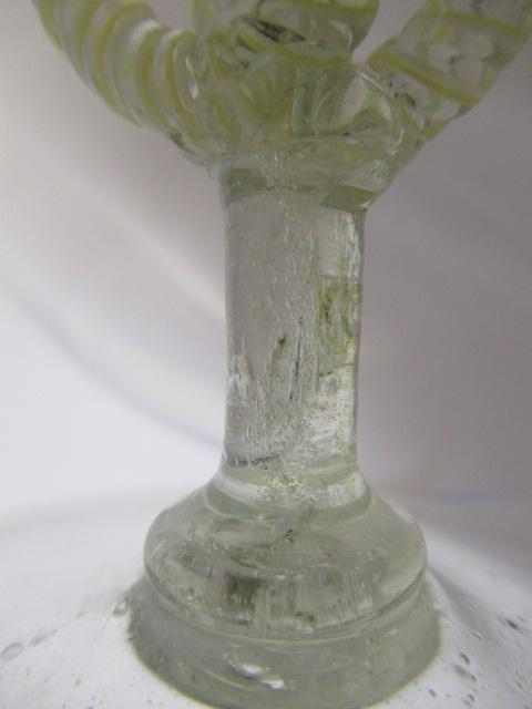 A FACON DE VENISE WINE GLASS, mid 17th century, the flared octagonal bowl on blade knopped - Image 5 of 11