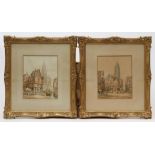 HENRY THOMAS SCHAFER (1854-1915), "Coutances Normandy" and "Rodez France" a pair,watercolour and