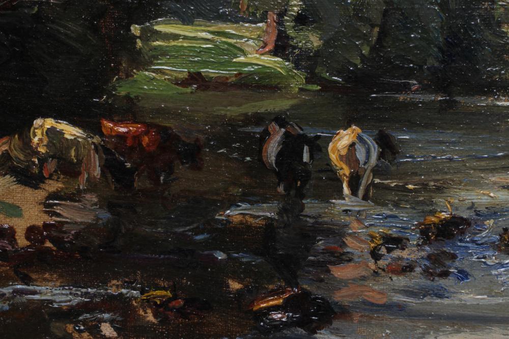 HERBERT F ROYLE (1870-1958), "On The Wharfe Bolton", oil on canvas, signed, inscribed on - Image 4 of 7
