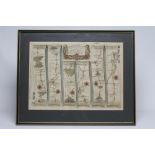 JOHN OGILBY (1600-1667), "London to Montgomery, North Wales", hand coloured engraved road map with
