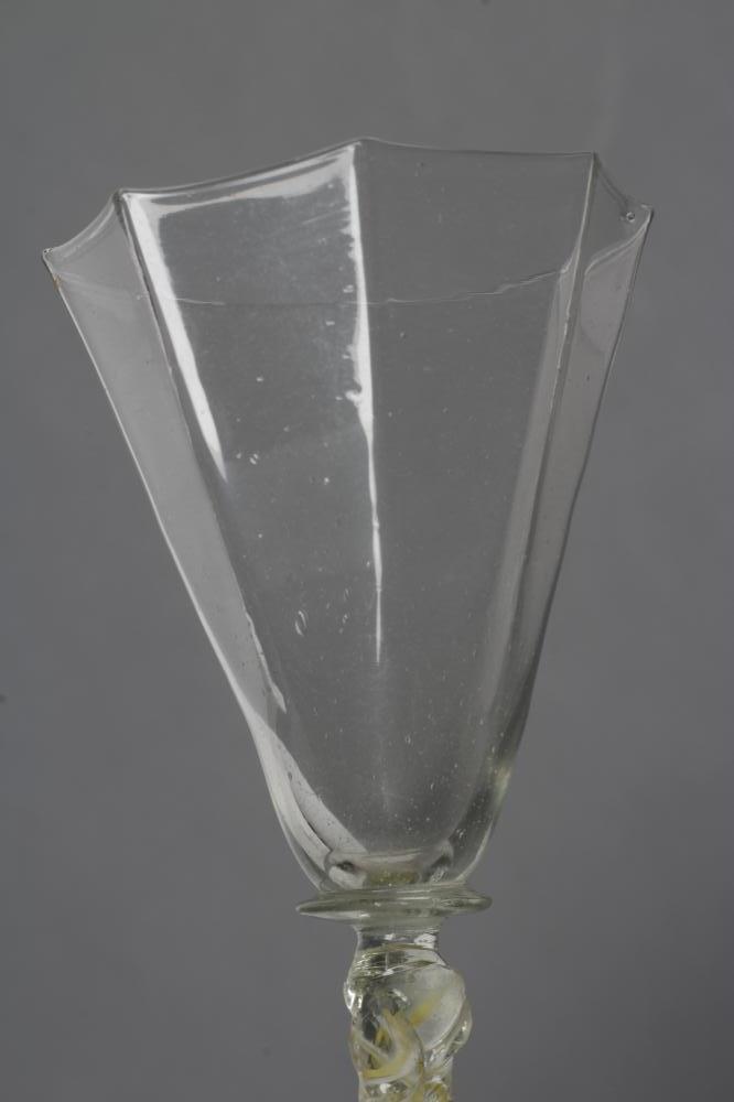 A FACON DE VENISE WINE GLASS, mid 17th century, the flared octagonal bowl on blade knopped - Image 2 of 11