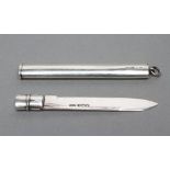 A TRAVELLING SILVER FRUIT KNIFE, maker John Yeomans Cowlishaw, blade Sheffield 1938, case Birmingham