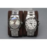 TWO GENTLEMAN'S RAYMOND WEIL WRISTWATCHES, comprising white dial with applied stainless Roman