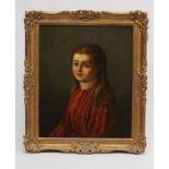 BRITISH SCHOOL (Late 19th century), Portrait of a Seated Girl in a Red Dress, half length, oil on