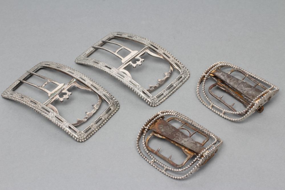 A PAIR OF GENTLEMAN'S DUTCH SILVER SHOE BUCKLES, maker Bertholdt Muller, import mark and stamped