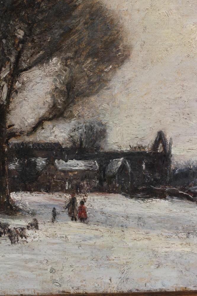 HERBERT F ROYLE (1870-1958), Snowscene Bolton Abbey, oil on canvas, signed, 24" x 36", gilt frame ( - Image 2 of 3