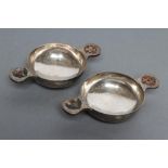 A PAIR OF LATE VICTORIAN QUAICHS, maker James Fenton, Birmingham 1896, of typical shallow form,