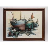 ANTONY LITNI (20th Century), Fishing Boats in Dry Dock, oil on canvas, signed and dated (19)75,