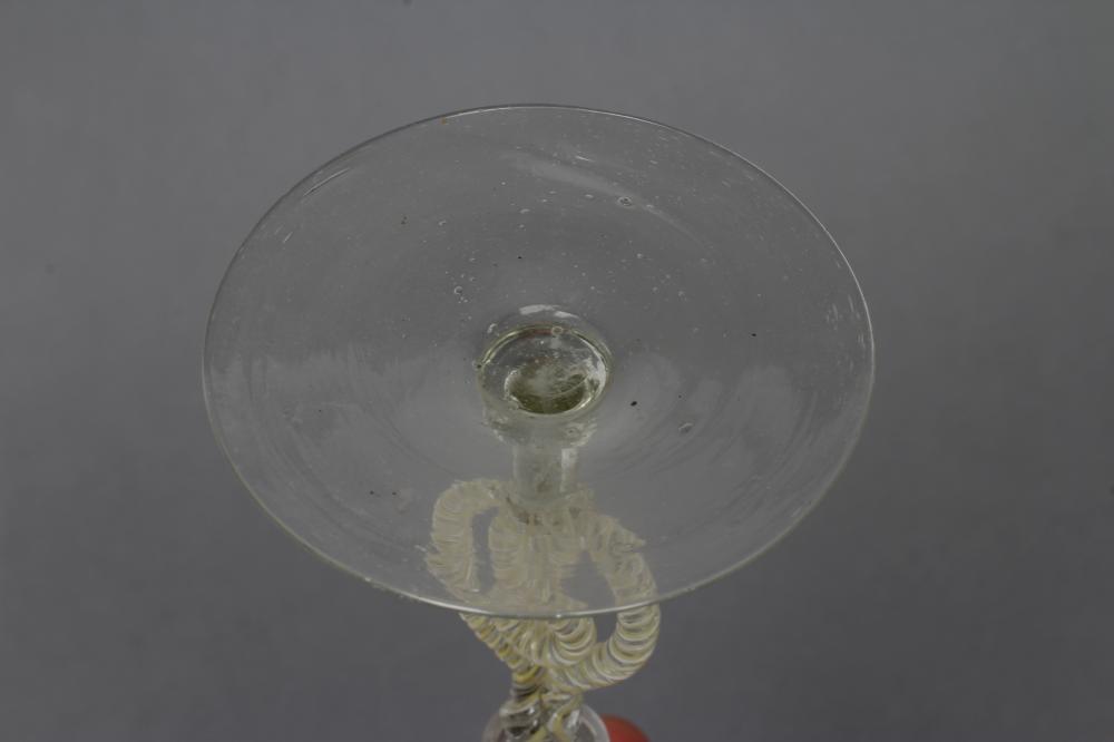 A FACON DE VENISE WINE GLASS, mid 17th century, the flared octagonal bowl on blade knopped - Image 4 of 11