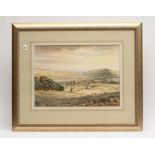 DAVID MORRELL (Contemporary), "Wharfe Valley from Ilkley Moor", watercolour and pencil, signed and