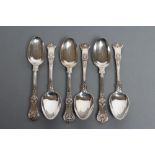 A COMPOSITE VICTORIAN SET OF SIX DESSERT SPOONS, maker Haynes & Cater, London 1842 (x4), and 1843 (