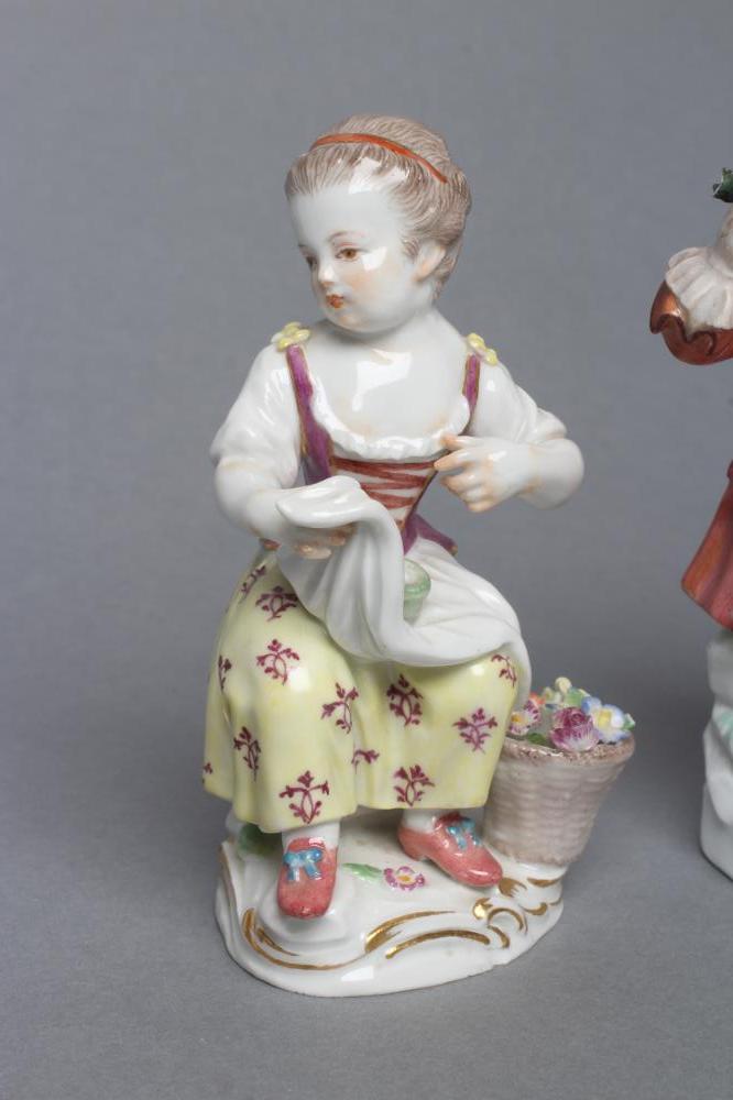 TWO MEISSEN PORCELAIN FIGURES, late 19th century, modelled as a young gardener in 18th century style - Image 2 of 5