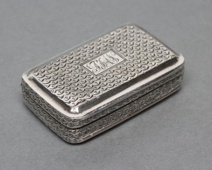 A GEORGE III SILVER VINAIGRETTE, maker John Shaw, Birmingham 1812, of plain oblong form with