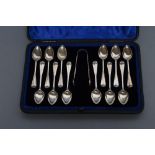 A SET OF TWELVE LATE VICTORIAN COFFEE SPOONS, maker Aldwinckle & Slater, London 1894, in rat-tail