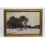 HERBERT F ROYLE (1870-1958), Snowscene Bolton Abbey, oil on canvas, signed, 24" x 36", gilt frame (