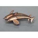 A GEORG JENSEN SILVER HAWAII DOLPHIN BROOCH, designed by Arno Malinowski, No.317, stamped