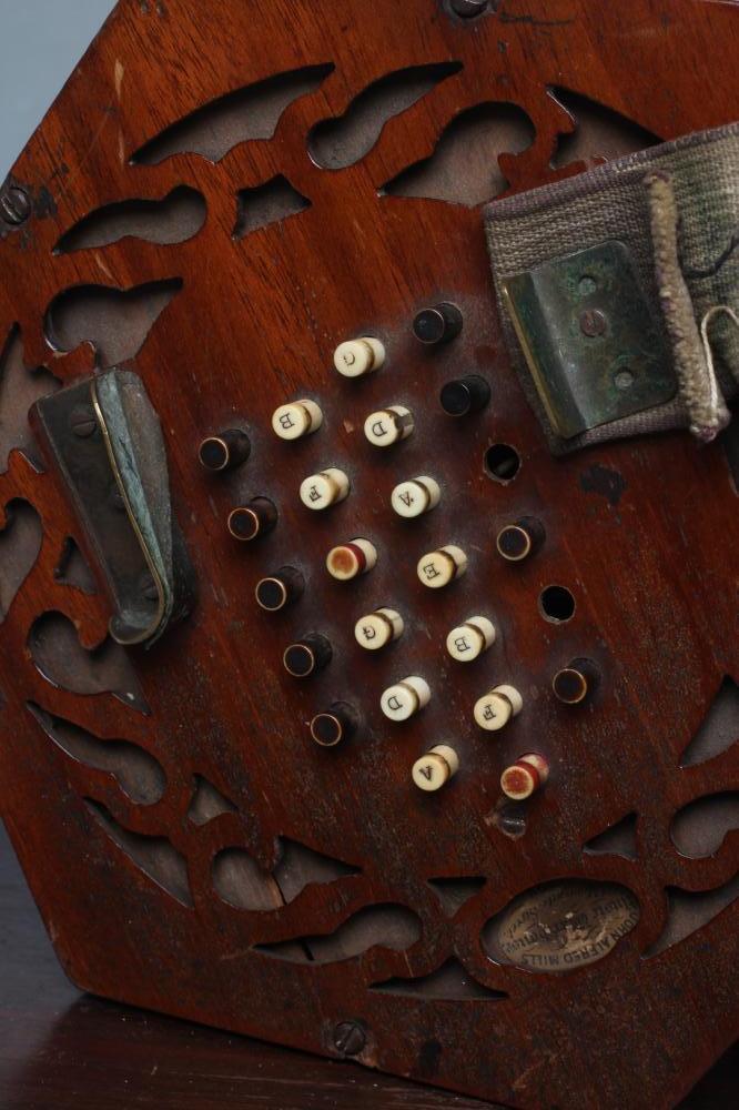 A VICTORIAN CONCERTINA by John Alfred Mills, the hexagonal ends blind fret pierced with a - Image 2 of 6