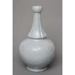 A BURMANTOFTS FAIENCE VASE, early 20th century, of baluster form with lobed neck and garlic rim,