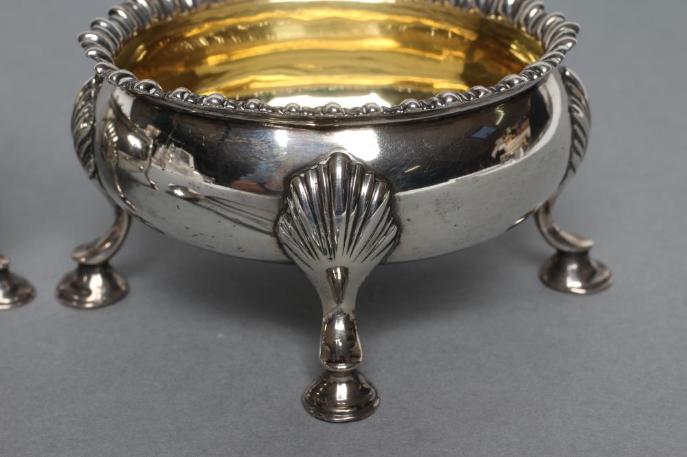 A PAIR OF EARLY GEORGE III SALTS, maker R & D Hennell, London 1767, of oval form with everted - Image 2 of 4