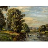 HERBERT F ROYLE (1870-1958), "On The Wharfe Bolton", oil on canvas, signed, inscribed on