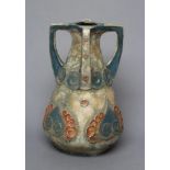 AN AMPHORA EARTHENWARE SECESSIONIST STYLE VASE, early 20th century, of rounded tapering