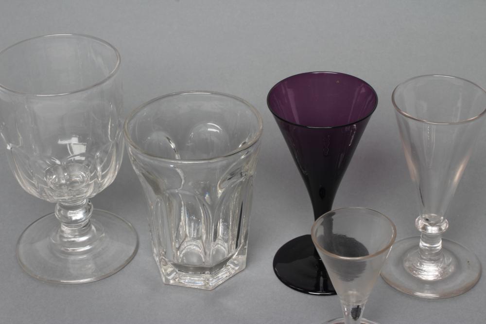A COLLECTION OF TEN ALE FLUTES AND OTHER GLASSES, late 18th century and later, including a pair of - Image 5 of 5