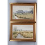 JEREMY KING (1933-2020), "Moss Side" and "Marsh Lands", a pair, oil on board, signed, inscribed to