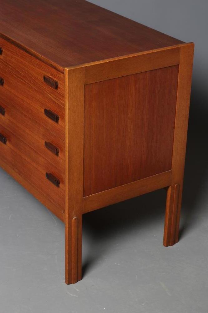 A TEAK CABINET, mid 20th century, comprising two banks each of four graduated drawers with formosa - Image 2 of 3