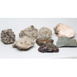 EIGHT LARGE GEOLOGICAL SPECIMENS, comprising heamatite and quartz from West Cumberland, Lakeland