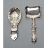 A GEORGE III SILVER CADDY SPOON, maker John Young & Sons, Sheffield 1805, with leaf bowl, the handle