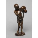 GIUSEPPI M PICCIOLE (Italian, 19/20th century), "Spilling", bronze figure of an African boy with a