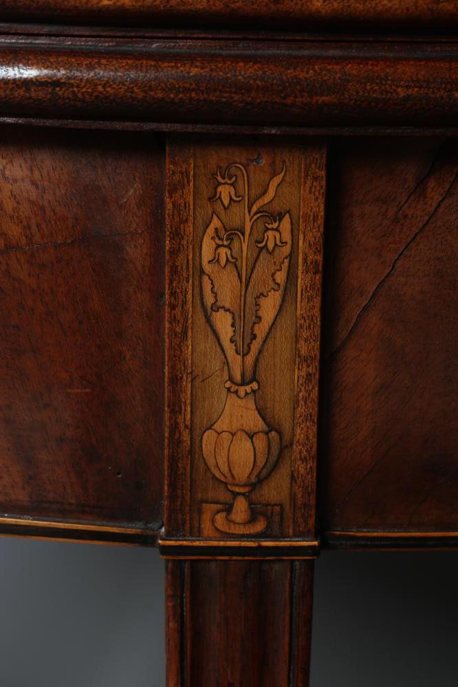 A GEORGIAN MAHOGANY FOLDING TEA TABLE, late 18th century, of demi lune form, the moulded edged and - Image 3 of 4