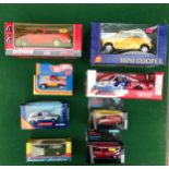 A mixed lot containing 8 boxed metal diecast vehicles. Lot includes 1070 Schabak VW Transporter,
