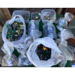 Box containing large collection of plastic army men predominantly from WW2 including Desert Rats,